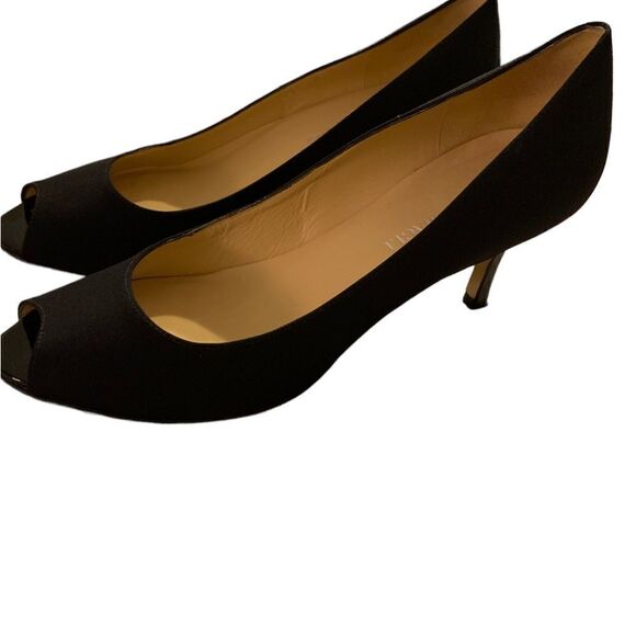 Bruno Magli Black Peep Toe Heels Size 8B - Picture 2 of 8